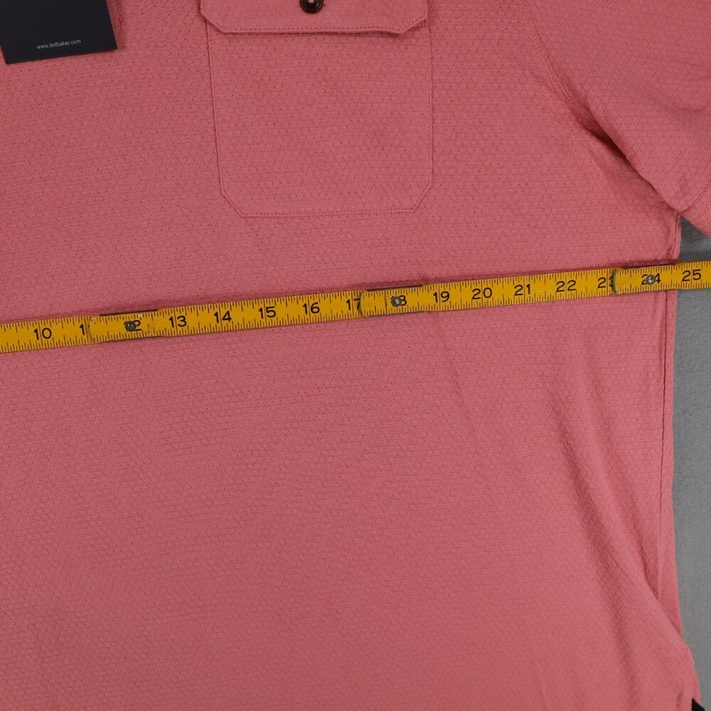 New Ted Baker Polo Shirt Mens 3XL Size 7 Pink Short Sleeve Knit Collared Logo - Picture 7 of 8